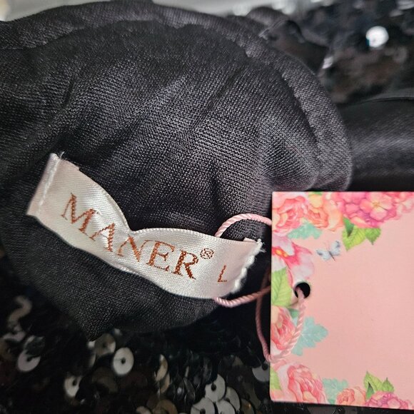 Maner Womens Glitter Sequin Dress Adjustable Spaghetti Straps Size Large Party - Picture 10 of 13